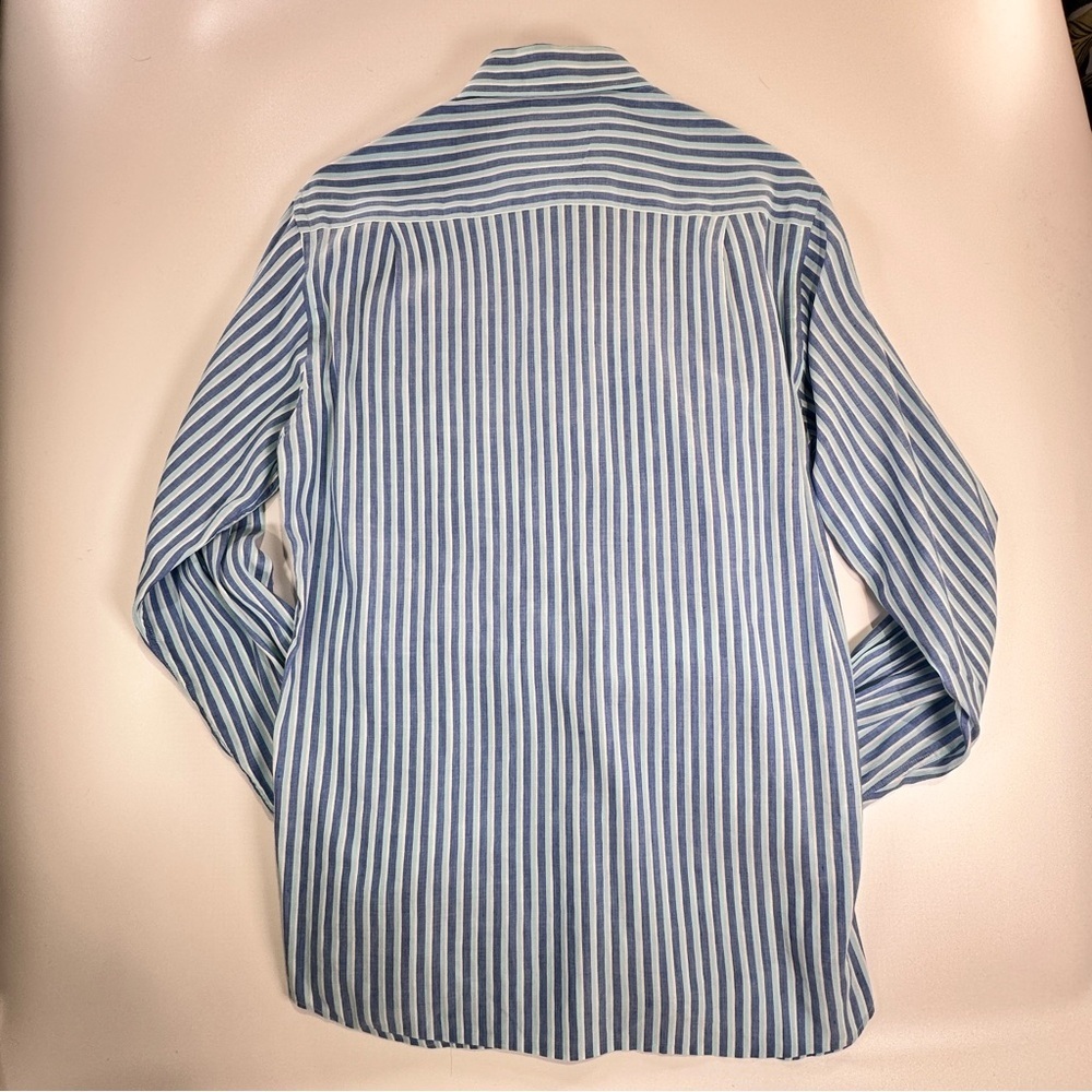 Paul & Shark Men’s Linen Button Down Striped Shirt Blue Medium - Picture 7 of 14